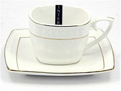 507009-A Чашка чайна квадратна фарфор.240мл з блюдцем в запайці Сніжна королева