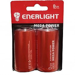 Батарейка ENERLIGHT MEGA POWER R20 лужнi 2шт блiстер