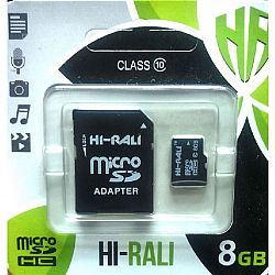 Карта пам`ятi до телефону micro SDHC HI-RALI,8GB class 10(з адаптером). гарантiя 1рiк