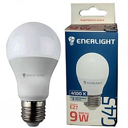 Лампа свiтлодiодна ENERLIGHT G45 9Вт 4100К Е27, гарантiя 2 роки