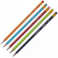 Олівець простий з гумкою "BUROMAX" рiзнокольоровий 1шт