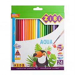 Олівець акварельний дерево 24 кольори ZIBI в коробці