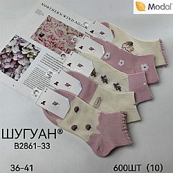 В-2861-33 Шкарпетки жін. ШУГУАН коротиш х/б р.37-41 (ціна за 10шт)